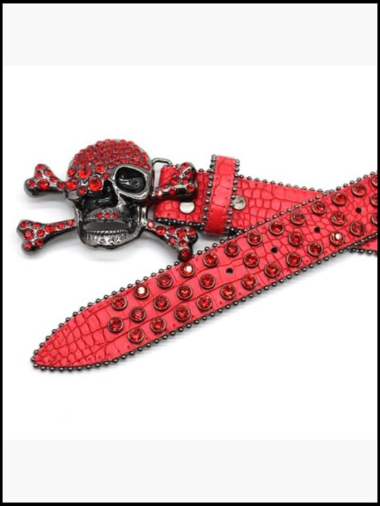 Rhinestone Skull Belt Men Women Studded Punk Y2k Western Cowgirl Belt main image 6